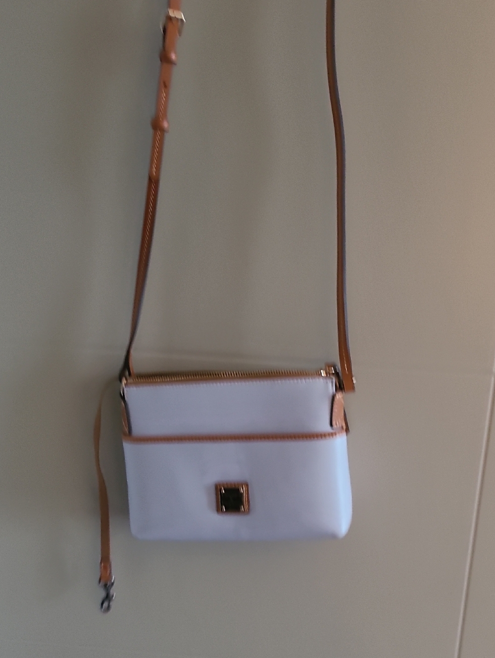 Doonwy Leather-Trim Blue Crossbody Bag
